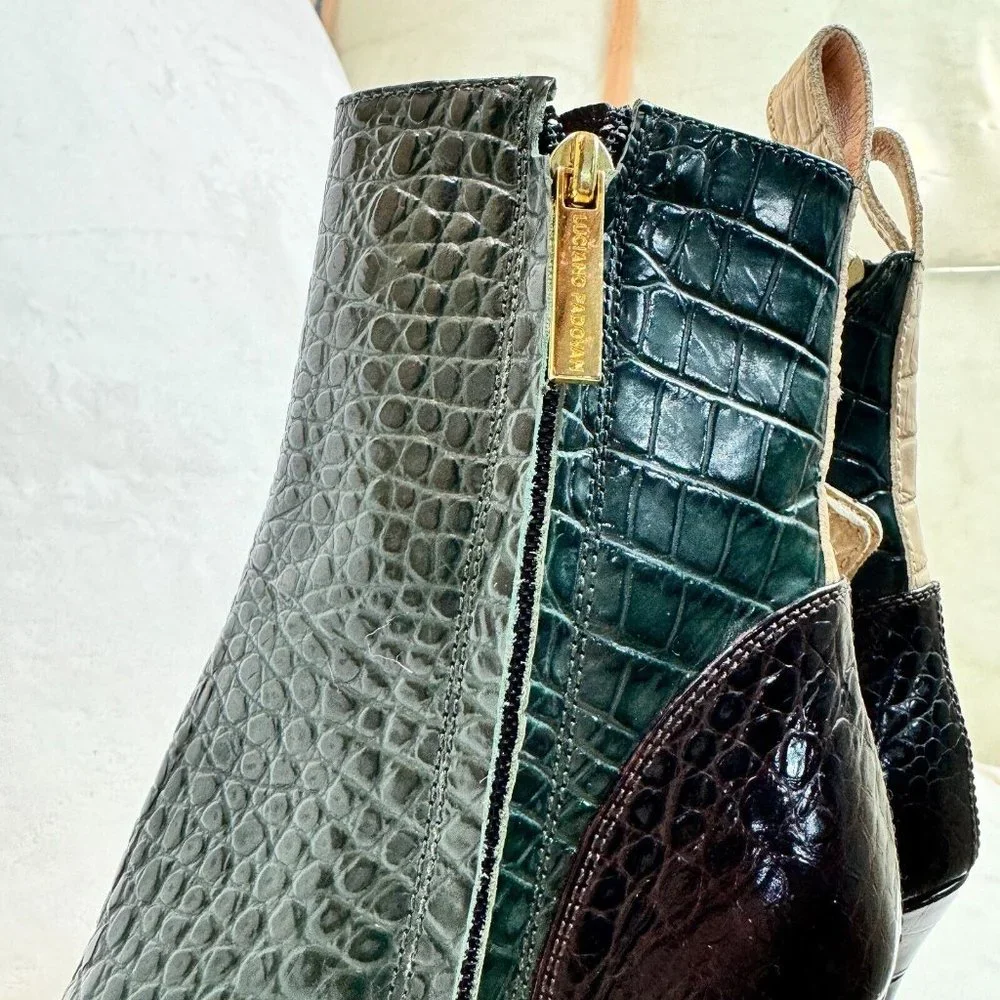 Luciano Padovan Womens Boots High Heel Shoes Red & Green Crocodile Italy Size 36 - Picture 16 of 16